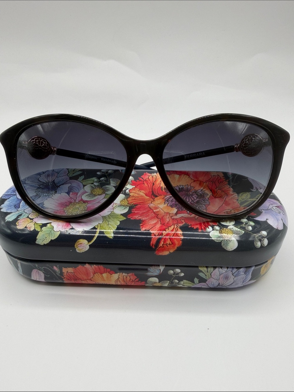 Brighton Ferrara Black Framed with Gold Plated Medallion Sunglasses